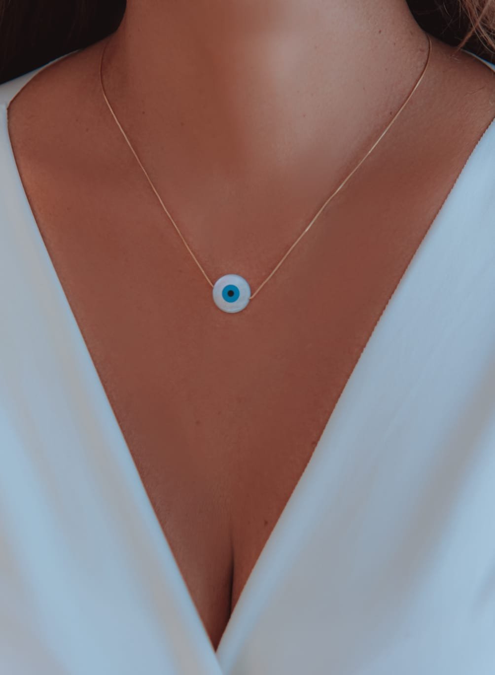 Colar Madre Pérola Olho Grego