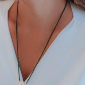 Colar Corrente Búzio Pedra Cristais Azul Agua Marinha