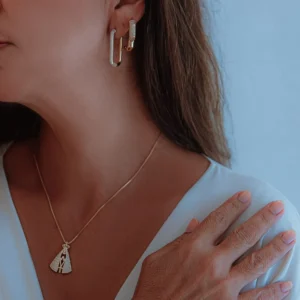 Brinco Argola Retangular Cravejado Zircônia