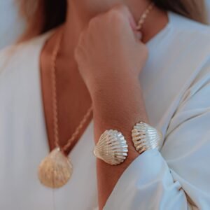 Bracelete Liso 2 Conchas Texturizada