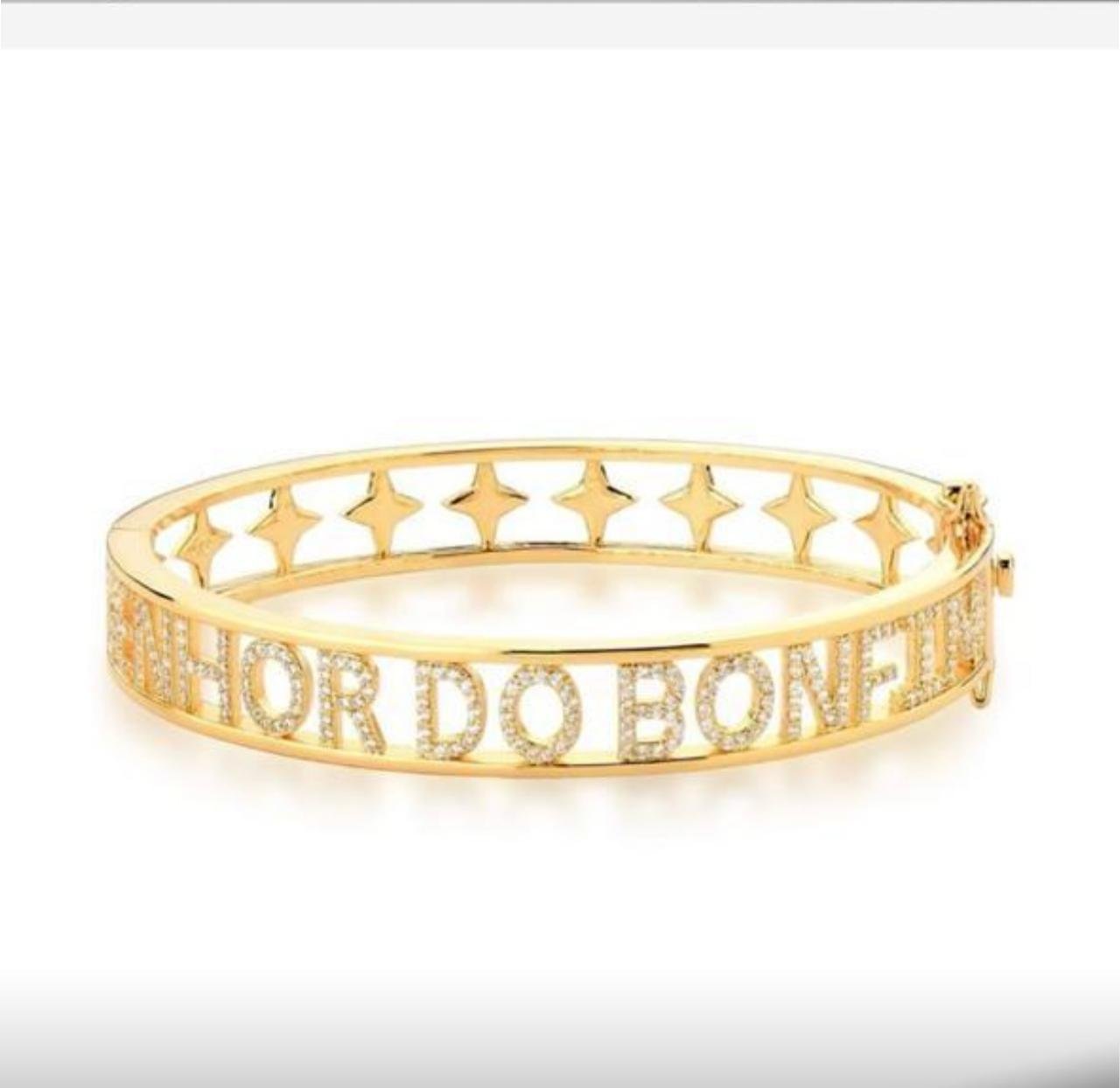 Bracelete Senhor do Bonfim Zircônia Dourada